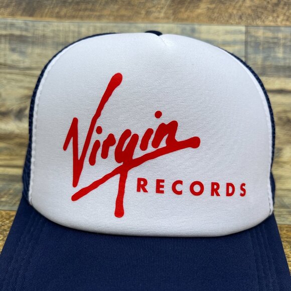 Virgin Records Mens Truckers Hat Navy Snapback 1978 Retro Logo Baseball Cap - Picture 3 of 8